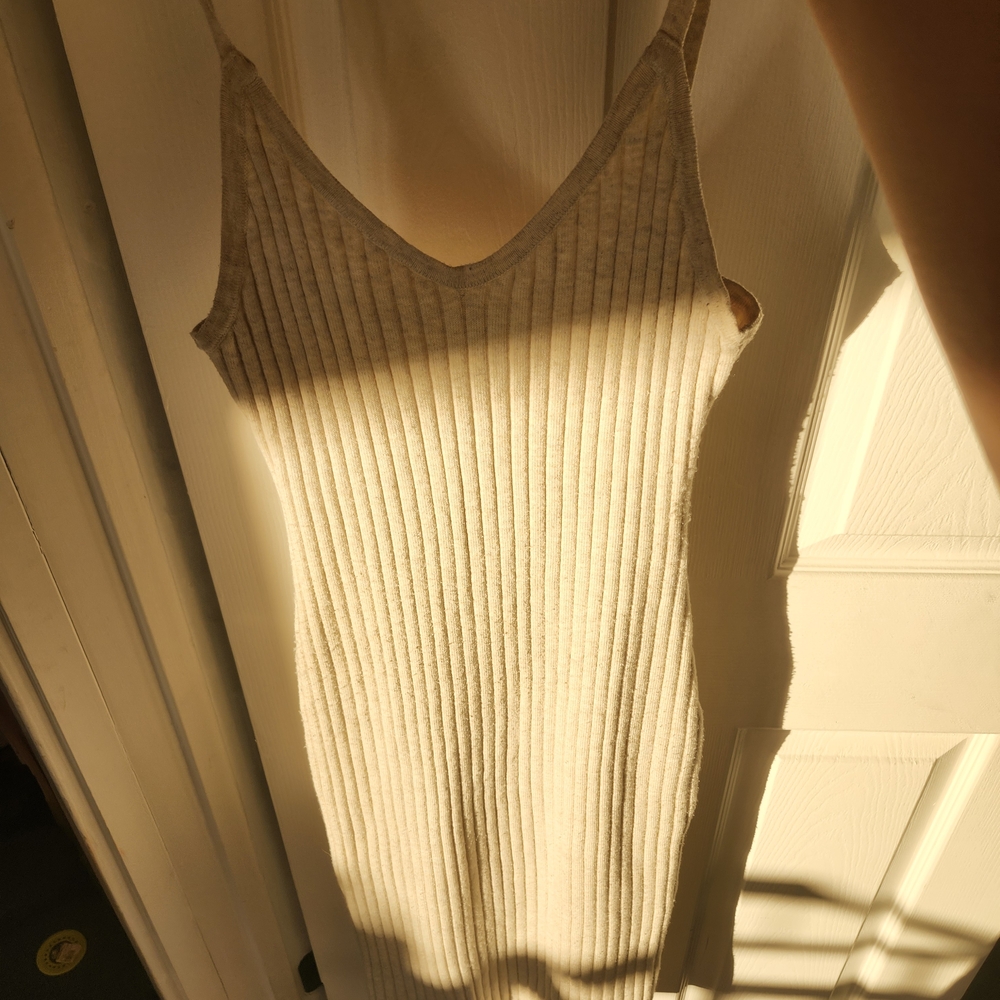 7 For All Mankind Cream Ribbed Camisole